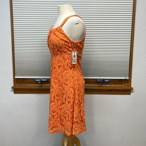 INC International Concepts NWT Sunkissed Orange Floral Lace Dress Size Small - Picture 6 of 10